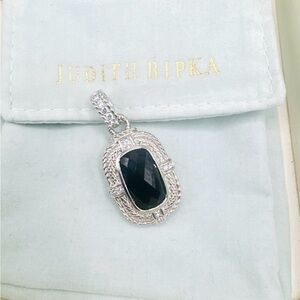 Judith Ripka Sterling Silver Black Onyx And Cubic Zirconia Enhancer Pendant